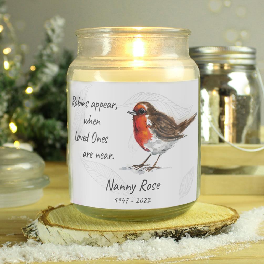 Personalised Robins Appear Scented Jar Candle Extra Image 2